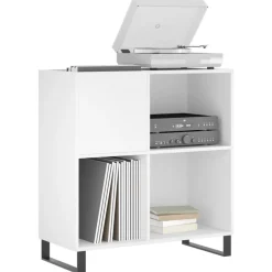 vidaXL Platenkast 84,5x38x89 cm bewerkt hout wit