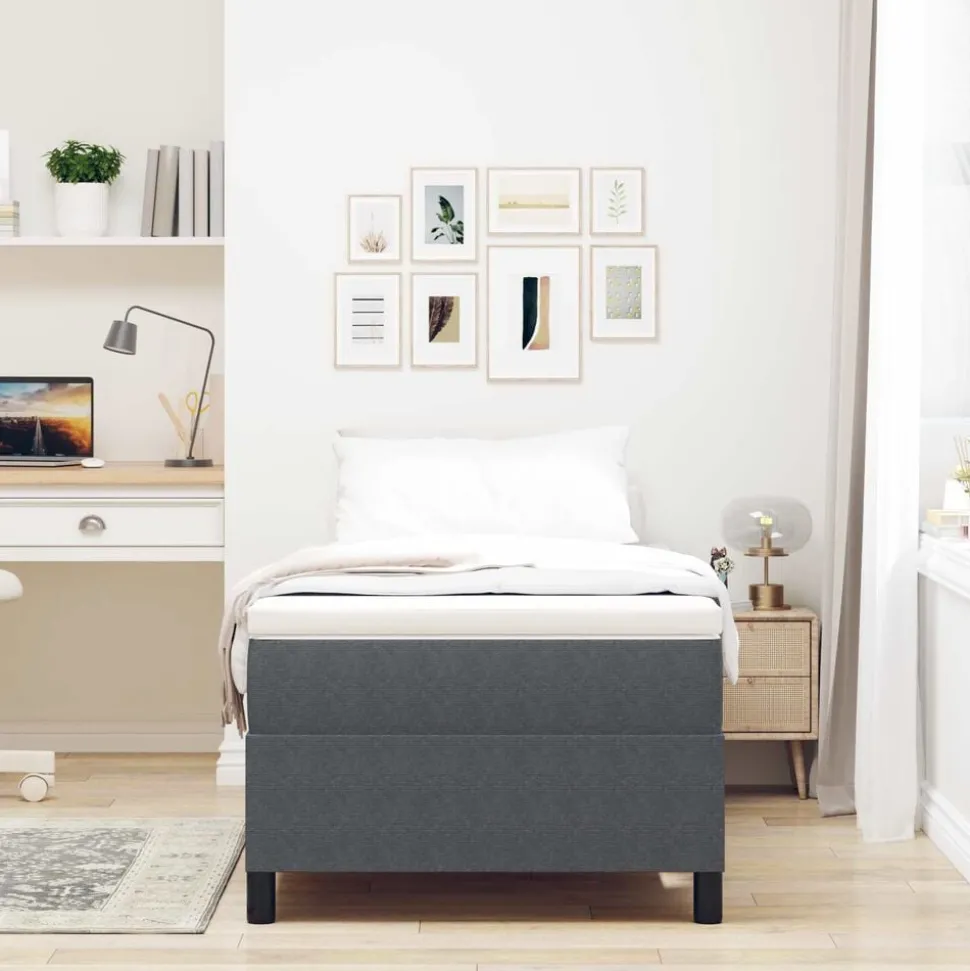 vidaXL Platform bedframe Donkergrijs 80 x 200 cm Katoen Stof