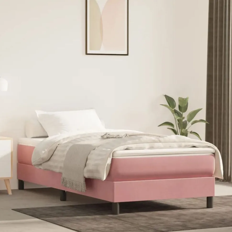 vidaXL Pocketveringmatras medium 80x200x20 cm fluweel roze