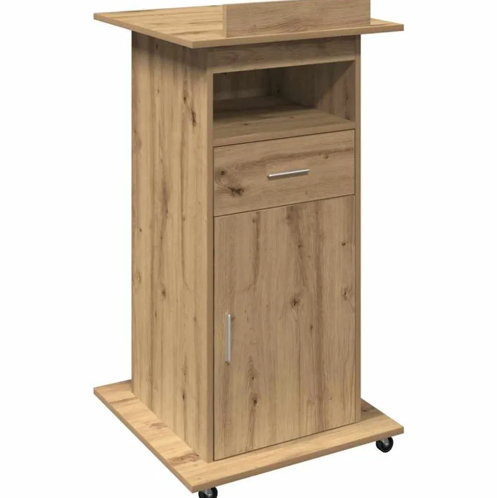 vidaXL Podium met lade Artisan Eiken 55 x 55 x 107 cm Bewerkt hout