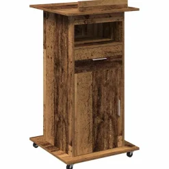 vidaXL Podium met lade met plank Oudhout 55 x 55 x 107 cm Bewerkt hout