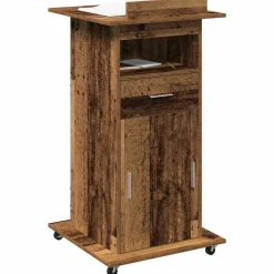 vidaXL Podium met lade met plank Oudhout 55 x 55 x 107 cm Bewerkt hout