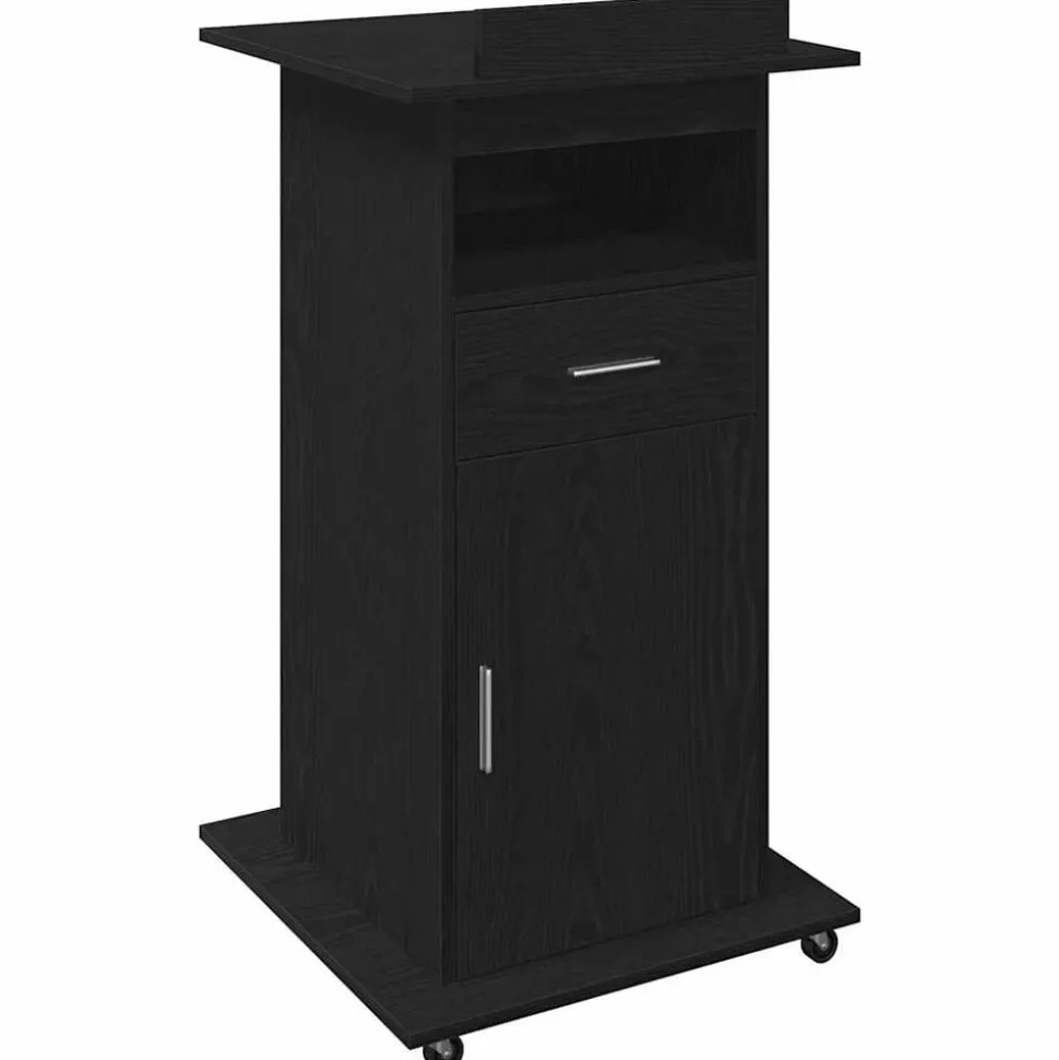 vidaXL Podium met lade Zwart Eiken 55 x 55 x 107 cm Bewerkt hout