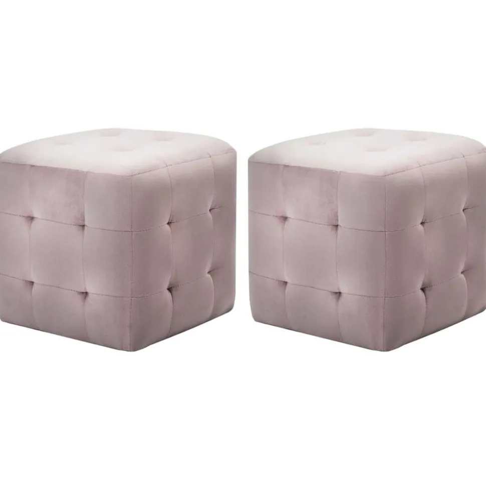 vidaXL Poef 2 st 30x30x30 cm fluweel roze
