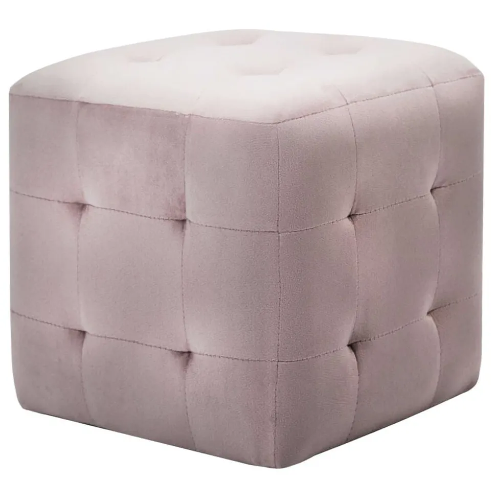 vidaXL Poef 2 st 30x30x30 cm fluweel roze