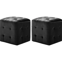 vidaXL Poef 2 st 30x30x30 cm fluweel zwart