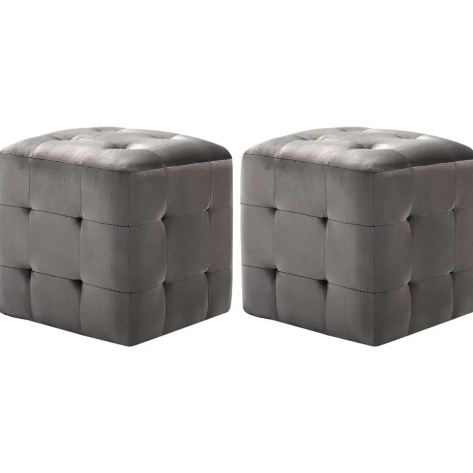 vidaXL Poef 2 st 30x30x30 cm fluweel grijs