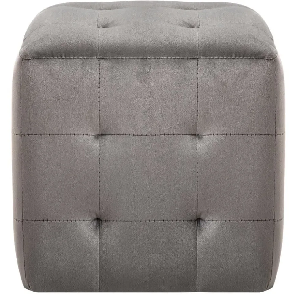 vidaXL Poef 2 st 30x30x30 cm fluweel grijs