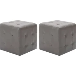 vidaXL Poef 2 st 30x30x30 cm kunstleer grijs