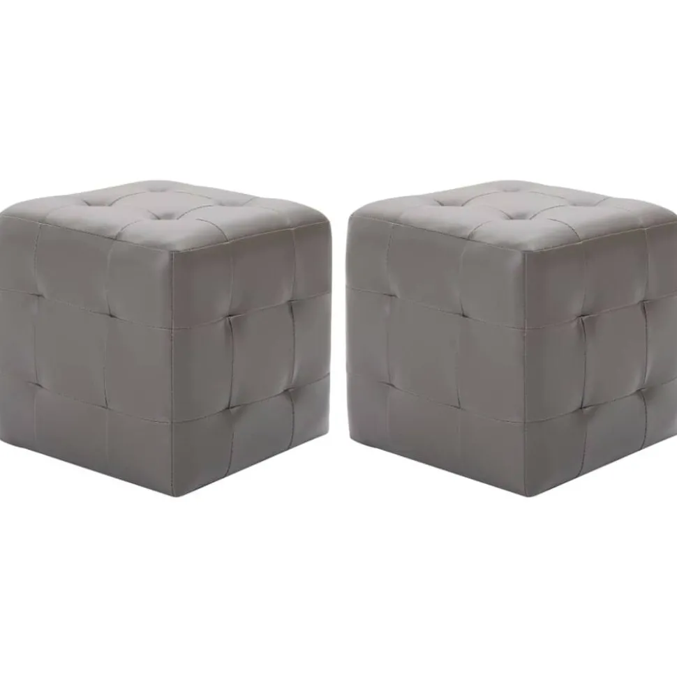 vidaXL Poef 2 st 30x30x30 cm kunstleer grijs