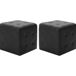 vidaXL Poef 2 st 30x30x30 cm kunstleer zwart