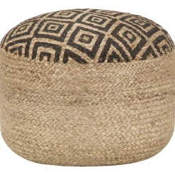 vidaXL Poef handgemaakt 45x30 cm jute zwart