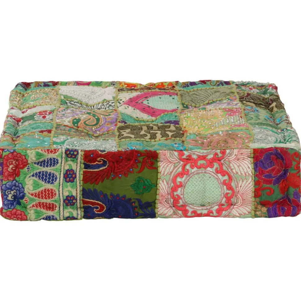 vidaXL Poef patchwork vierkant handgemaakt 50x50x12 cm katoen groen