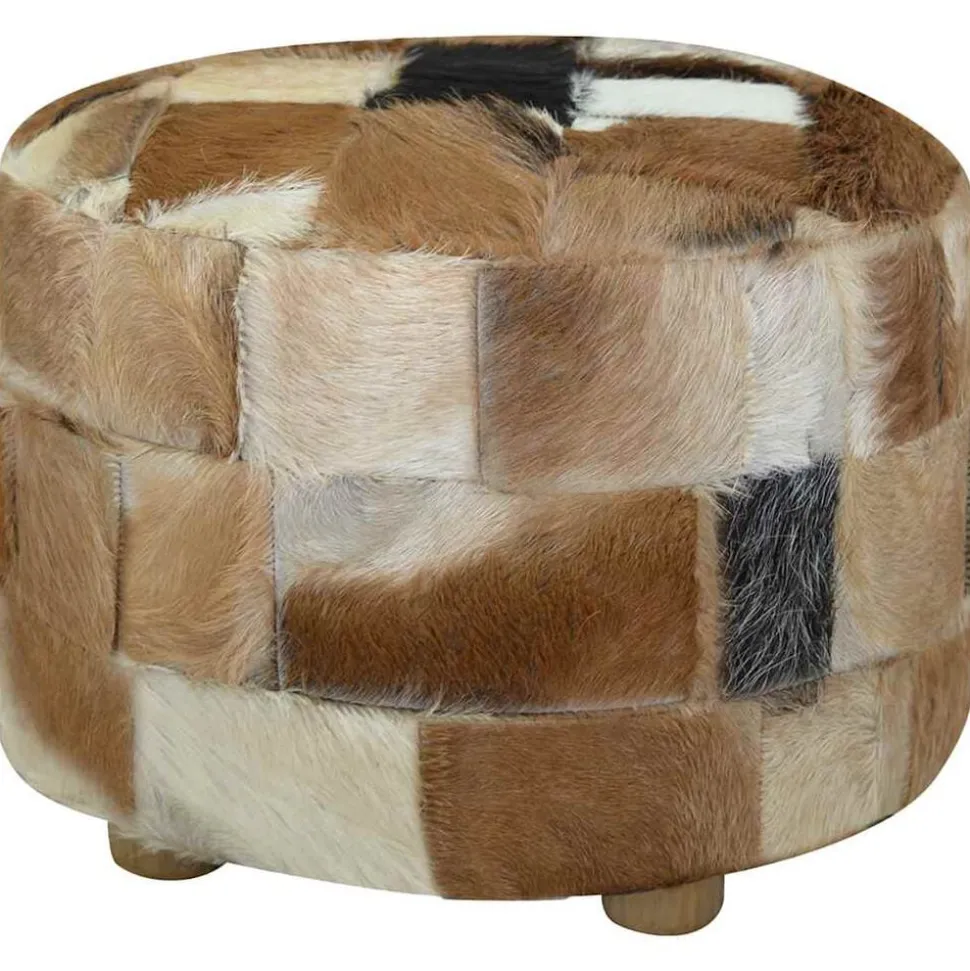vidaXL Poef rond 50x50x45 cm geitenleer