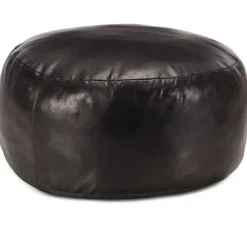 vidaXL Poef 60x30 cm echt geitenleer zwart