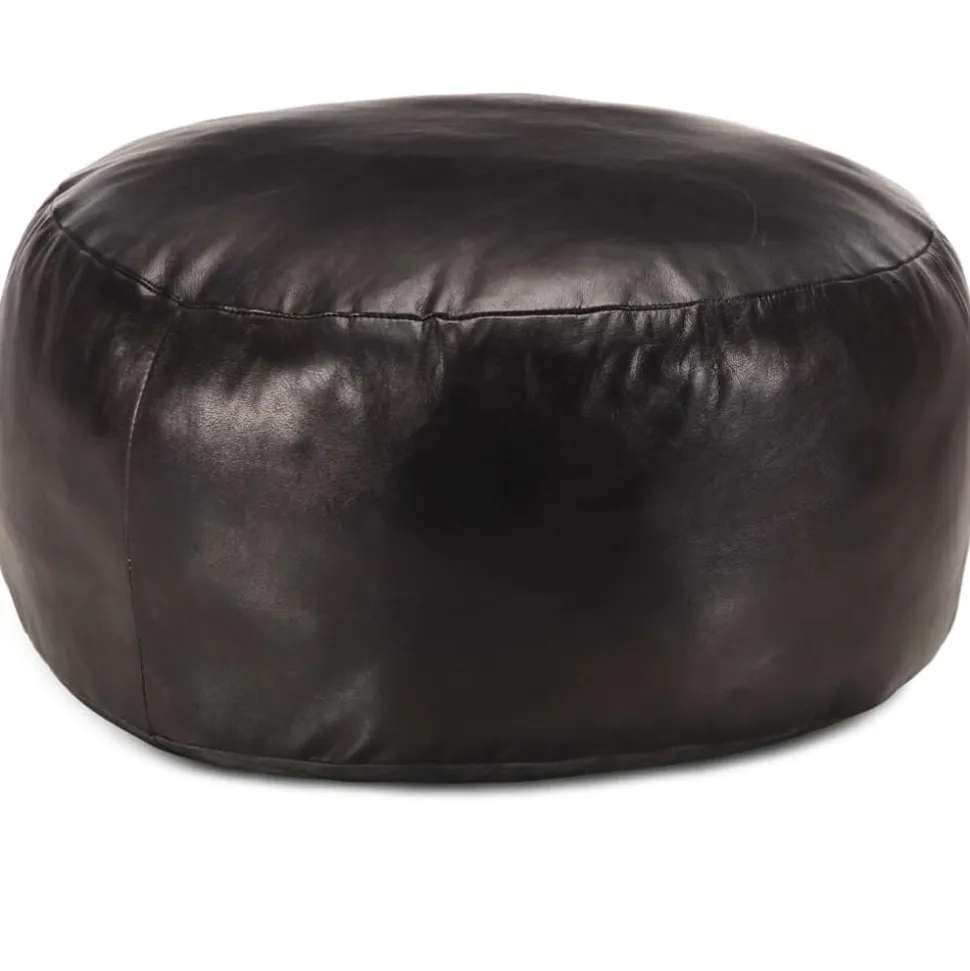 vidaXL Poef 60x30 cm echt geitenleer zwart