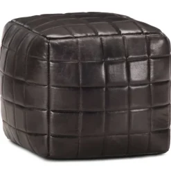 vidaXL Poef 40x40x40 cm echt geitenleer zwart