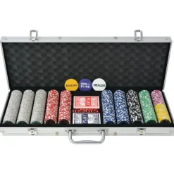 vidaXL Pokerset met 500 chips aluminium