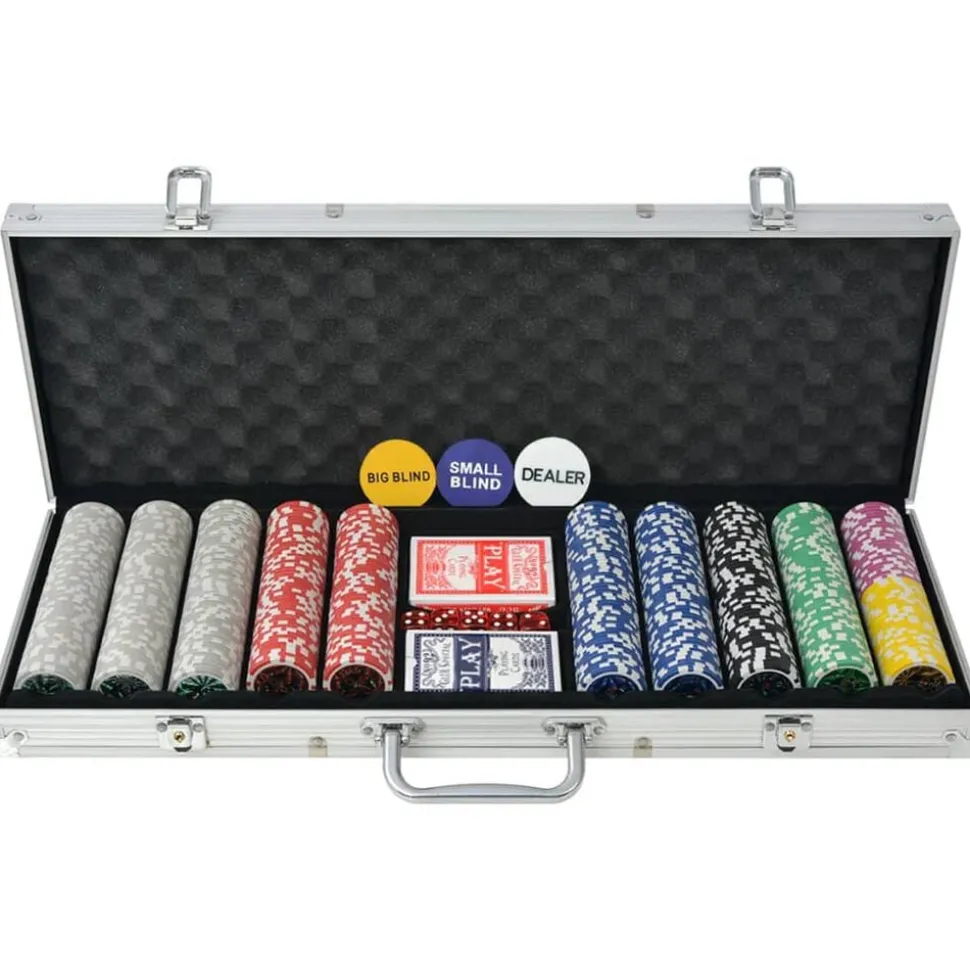 vidaXL Pokerset met 500 chips aluminium