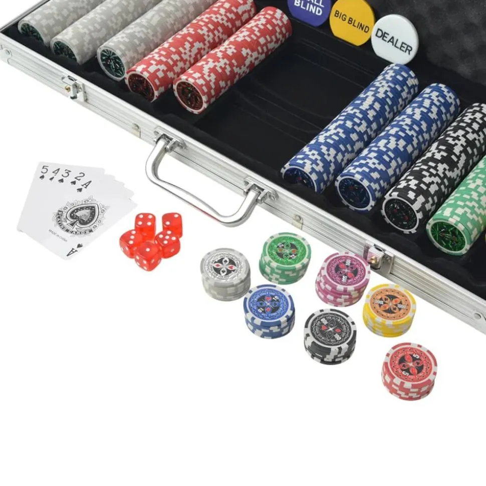 vidaXL Pokerset met 500 chips aluminium