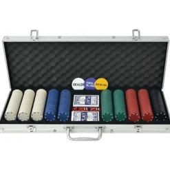 vidaXL Pokerset met 500 chips aluminium