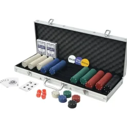vidaXL Pokerset met 500 chips aluminium