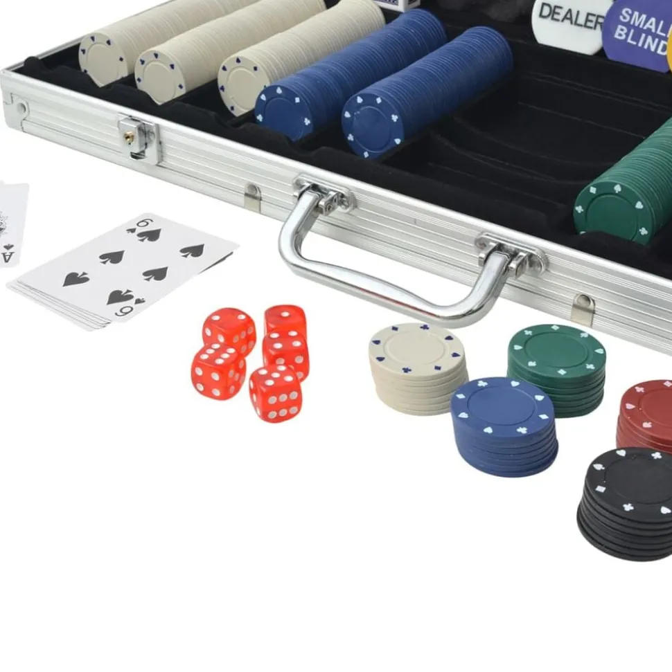 vidaXL Pokerset met 500 chips aluminium