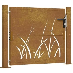 vidaXL Poort grasontwerp 100x75 cm cortenstaal