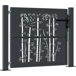 vidaXL Poort met bamboe-ontwerp 100x75 cm staal antracietkleurig