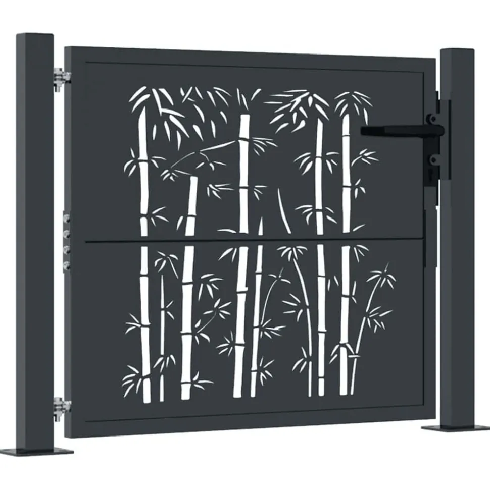 vidaXL Poort met bamboe-ontwerp 100x75 cm staal antracietkleurig