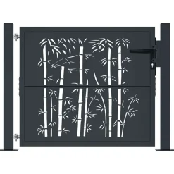 vidaXL Poort met bamboe-ontwerp 100x75 cm staal antracietkleurig