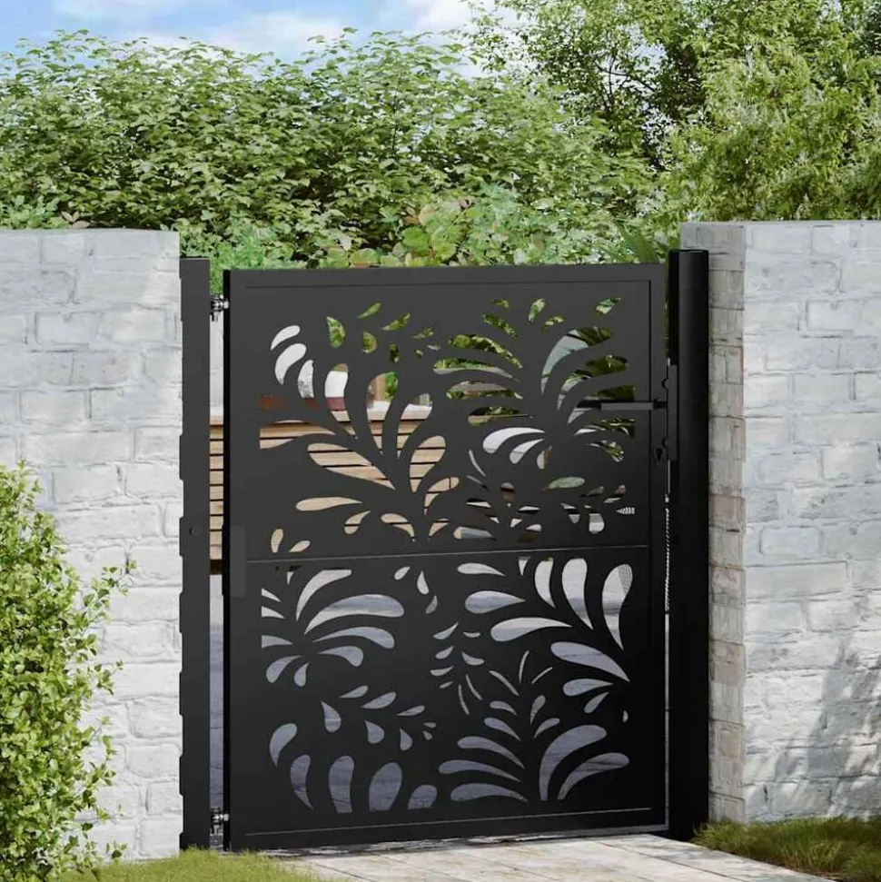 vidaXL Poort met golfontwerp 100x100 cm staal zwart