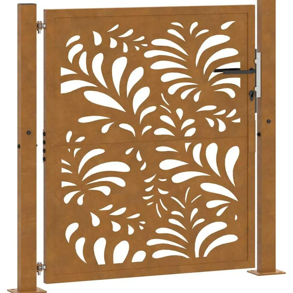 vidaXL Poort met golfontwerp 100x100 cm weervast staal