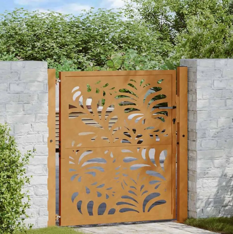 vidaXL Poort met golfontwerp 100x100 cm weervast staal