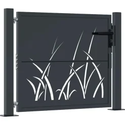 vidaXL Poort met grasontwerp 100x75 cm staal antracietkleurig