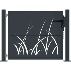 vidaXL Poort met grasontwerp 100x75 cm staal antracietkleurig