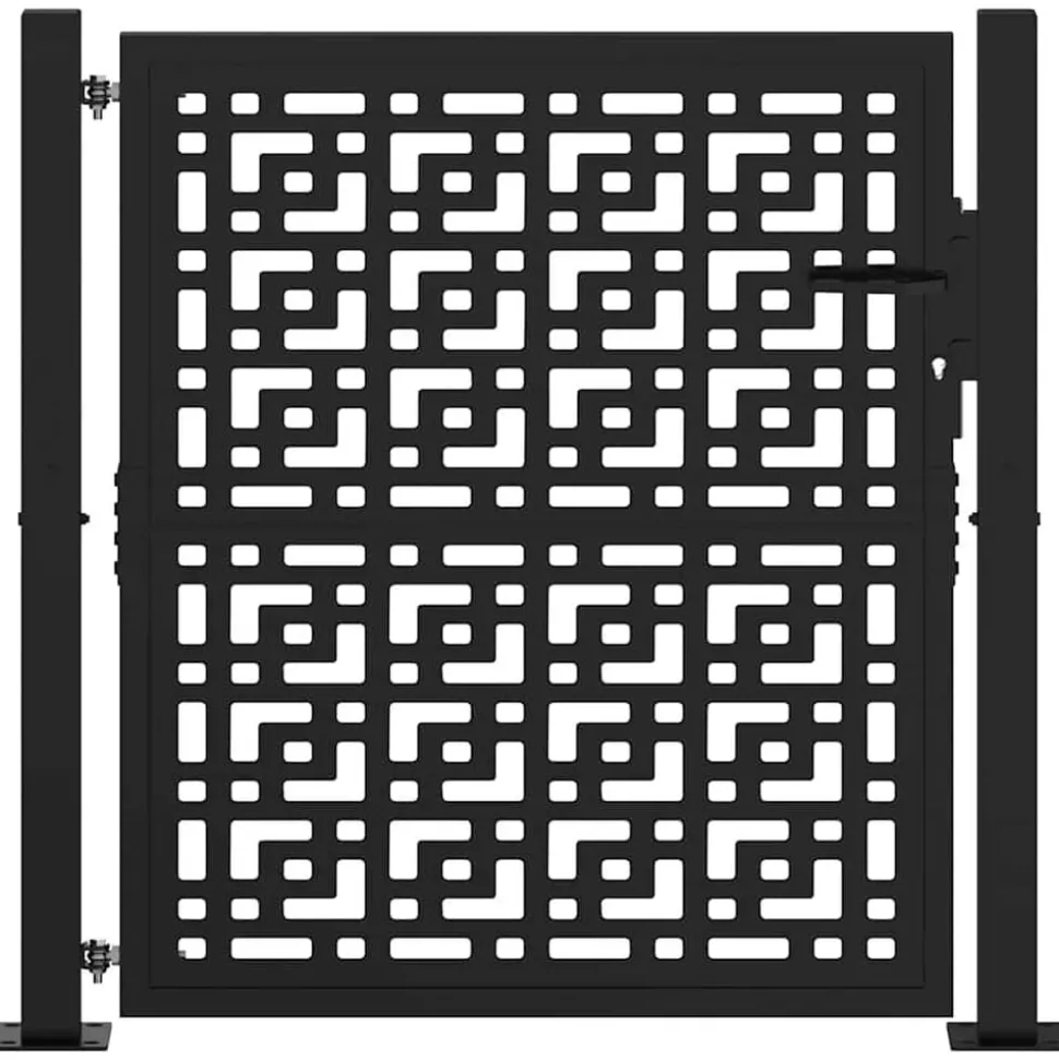 vidaXL Poort met kruisontwerp 100x100 cm staal zwart