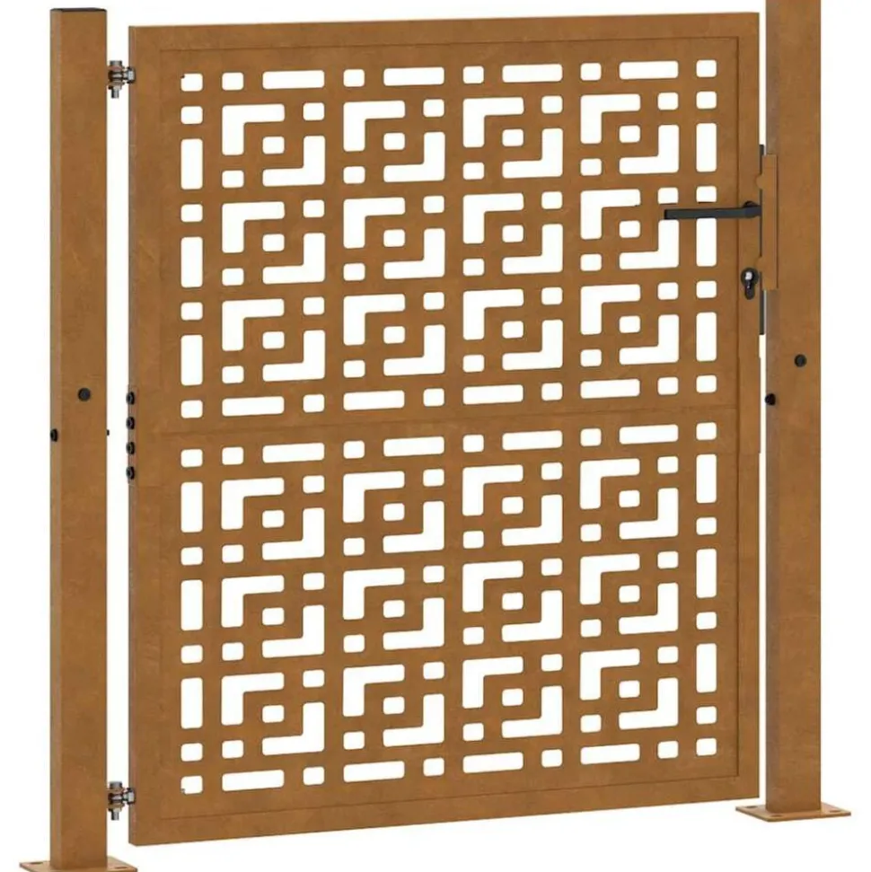 vidaXL Poort met kruisontwerp 100x100 cm weervast staal