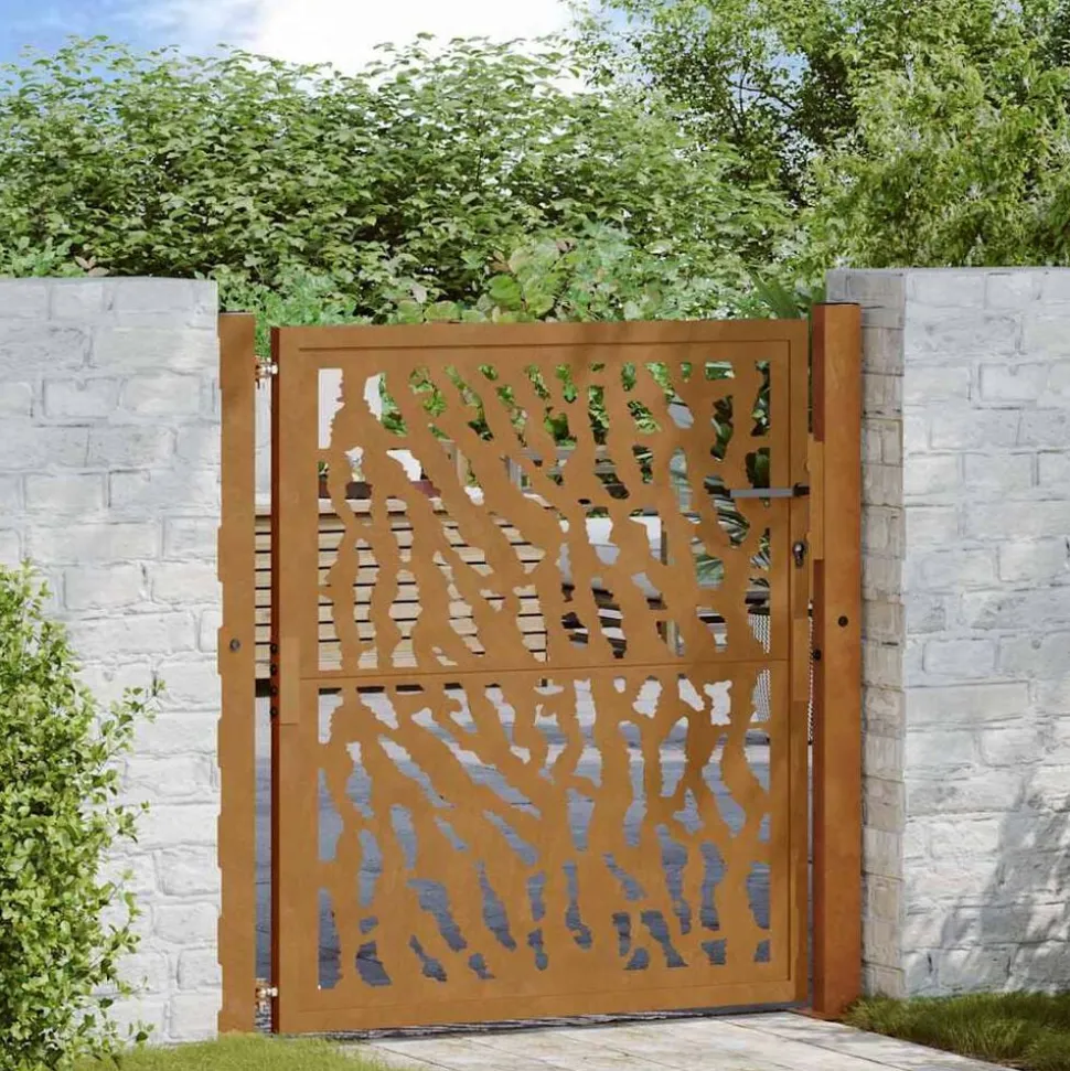 vidaXL Poort met sporenontwerp 100x100 cm weervast staal