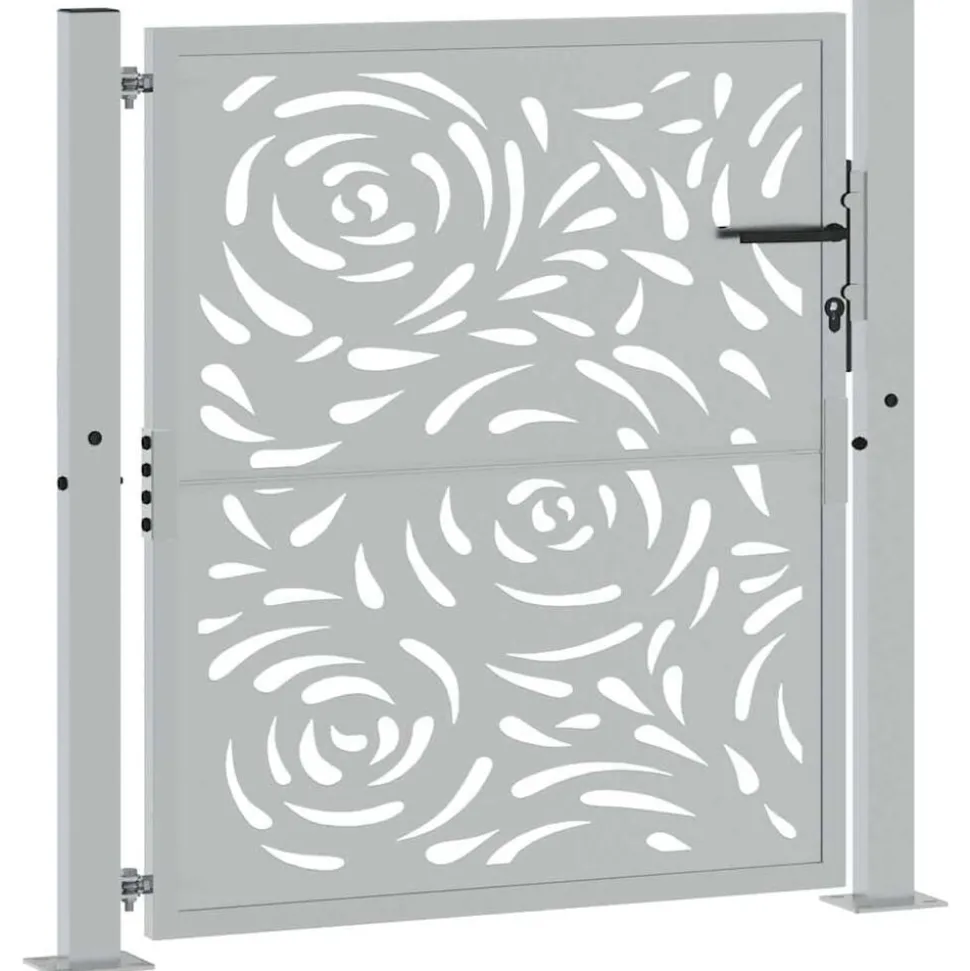 vidaXL Poort met vlamontwerp 100x100 cm weervast staal