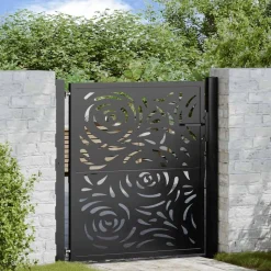 vidaXL Poort met vlamontwerp 100x100 cm staal zwart