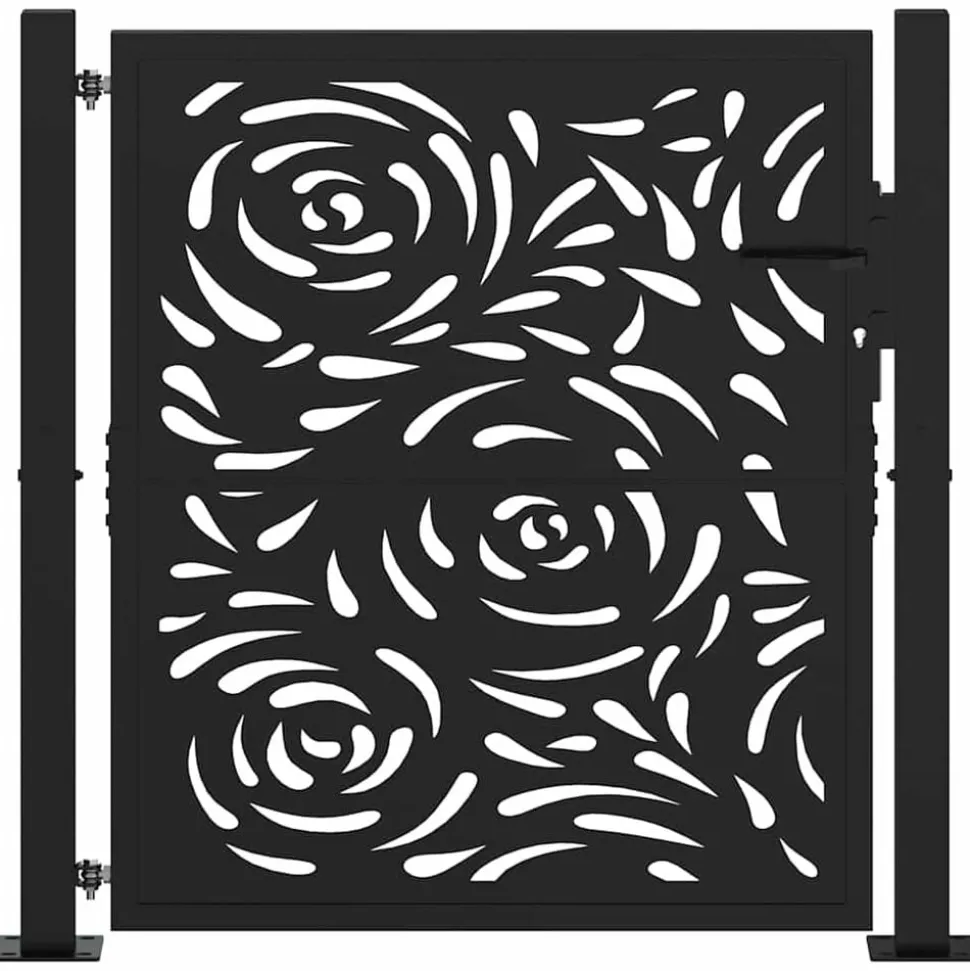 vidaXL Poort met vlamontwerp 100x100 cm staal zwart