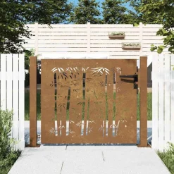 vidaXL Poort 100x75 cm bamboe-ontwerp cortenstaal