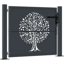 vidaXL Poort 100x75 cm met boomontwerp staal antracietkleurig
