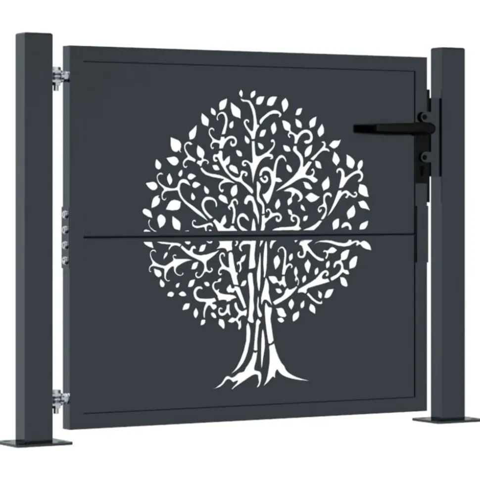 vidaXL Poort 100x75 cm met boomontwerp staal antracietkleurig