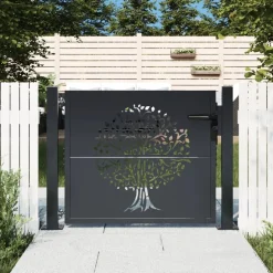 vidaXL Poort 100x75 cm met boomontwerp staal antracietkleurig