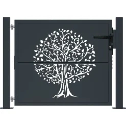 vidaXL Poort 100x75 cm met boomontwerp staal antracietkleurig