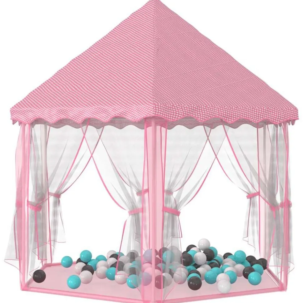 vidaXL Prinsessenspeeltent met 250 Ballen 133x140 cm roze