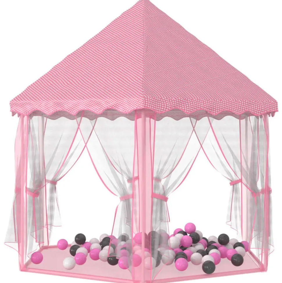 vidaXL Prinsessenspeeltent met 250 Ballen 133x140 cm roze