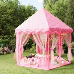 vidaXL Prinsessenspeeltent met 250 Ballen 133x140 cm roze